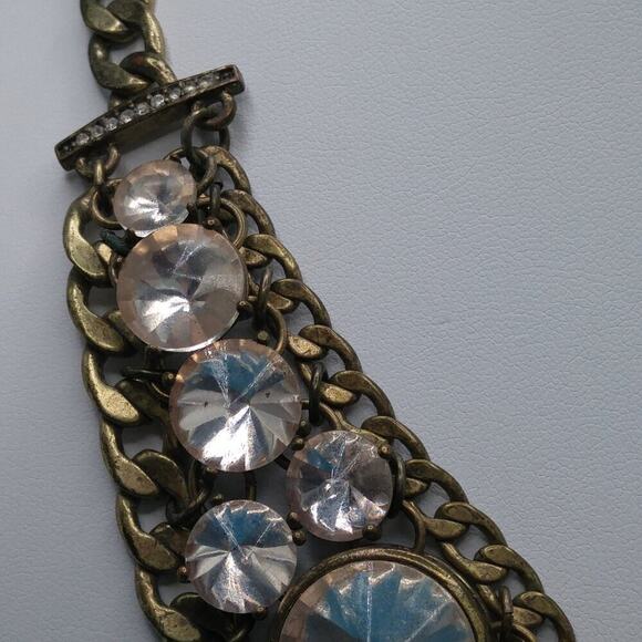 Fossil Distressed Rhinestone Necklace, Rivoli Clear Rhinestones, 18 Inches - Picture 8 of 15